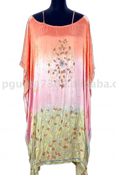 Satin silk Hand Sequenced Strapped Kaftan