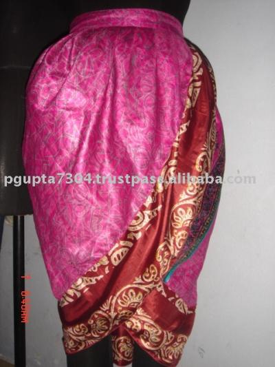 Vintage Saree Patch Wrap Skirt (Vintage Patch Saree Wrap Skirt)