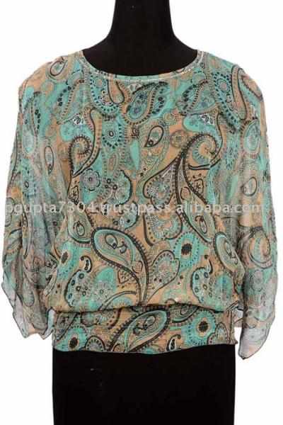 Chiffon Printed Kaftan Top (Chiffon Printed Kaftan Top)