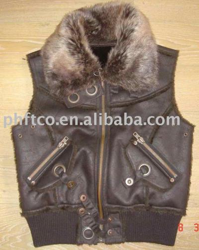 ladies` suede bonded with fur waistcoat (Ladies `Wildleder mit Pelz Weste gebunden)