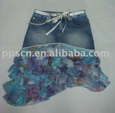 Ladies` short jean skirt