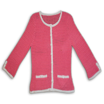 100% Cotton Crochet Long Sleeve Cardigan (100% Cotton Crochet Long Sleeve Cardigan)