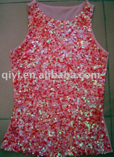 ladies fashion sequins embroidery tank top (ladies fashion sequins embroidery tank top)