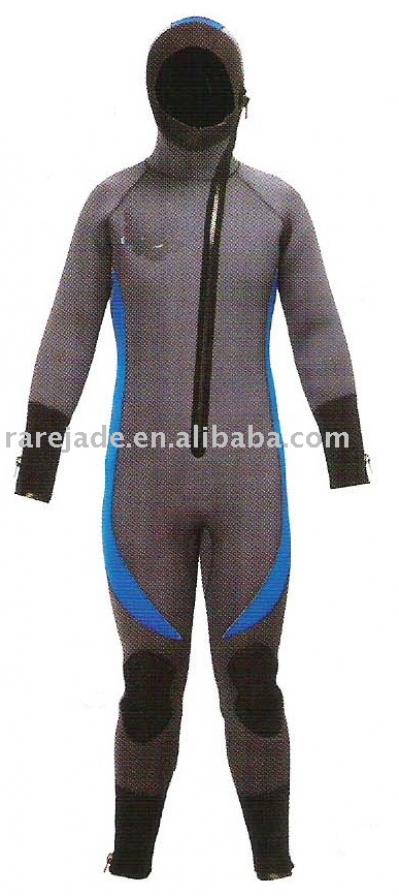 Semi dry suit Men`s one-piece with incorporated hood (Semi Hommes costume sec `s une seule pièce avec hotte intégrée)