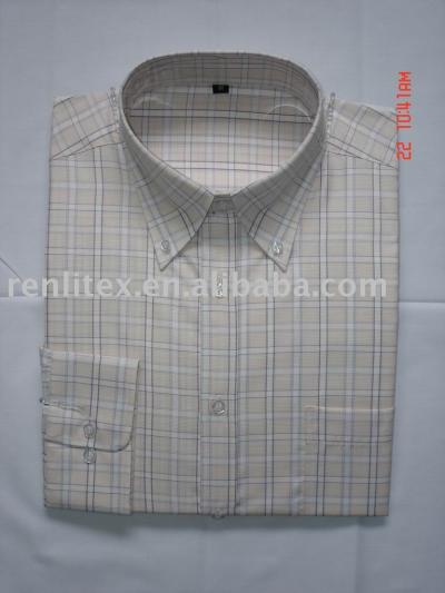 100% cotton yarn dyed men`s shirts garment washed