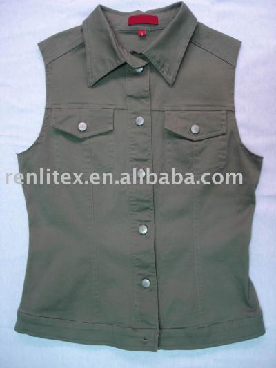 Men`s Cotton Twill Vest Sand Washed (Men `s Cotton Twill Vest Sand Washed)