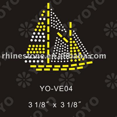 boat rhinestone/nailhead motif for T-Shirt and Garment (Лодка Rhinestone / Nailhead мотивом для футболки и одежда)