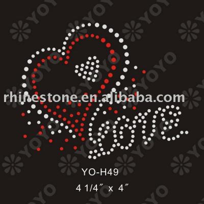 valentine love rhinestone motif for T-Shirt and Garment