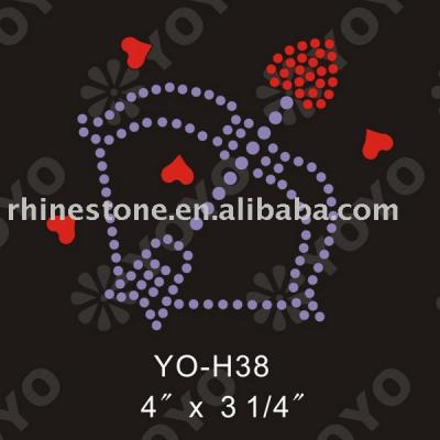 valentine love rhinestone motif for T-Shirt and Garment