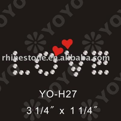 valentine love rhinestone motif for T-Shirt and Garment