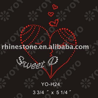 valentine love rhinestone motif for T-Shirt and Garment