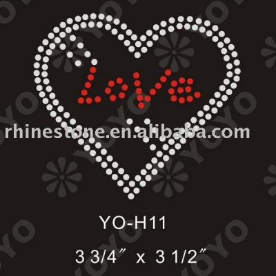 valentine rhinestone motif for T-Shirt and Garment
