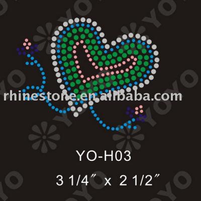 Love and Heart rhinestone motif for T-Shirt and Garment (Love and heart motif en strass pour T-Shirt et vêtements)