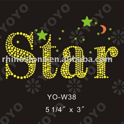 Heat transfer Letters rhinestone motif for T-Shirt and Garment