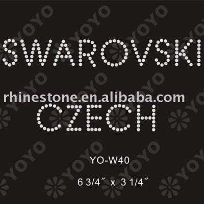 Heat transfer Letters rhinestone motif for T-Shirt and Garment