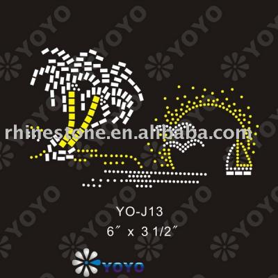 Heat transfer Summer rhinestone motif for T-Shirt and Garment (Wärmeübertragung Sommer Strass Motiv für T-Shirt und Unterwäsche)