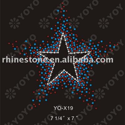 Heat transfer Star rhinestone motif for T-Shirt and Garment (Wärmeübertragung Star Strass Motiv für T-Shirt und Unterwäsche)
