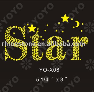 Heat transfer Star rhinestone motif for T-Shirt and Garment (Wärmeübertragung Star Strass Motiv für T-Shirt und Unterwäsche)