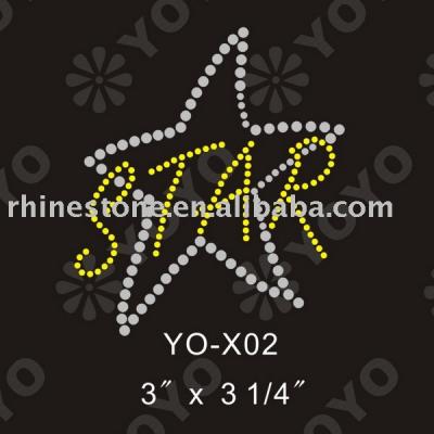 Heat transfer Star rhinestone motif for T-Shirt and Garment (Wärmeübertragung Star Strass Motiv für T-Shirt und Unterwäsche)