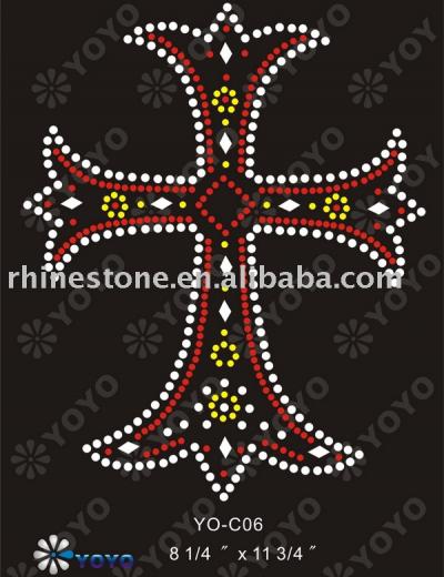 Heat transfer Cross rhinestone motif for T-Shirt and Garment (Wärmeübertragung Cross Strass Motiv für T-Shirt und Unterwäsche)