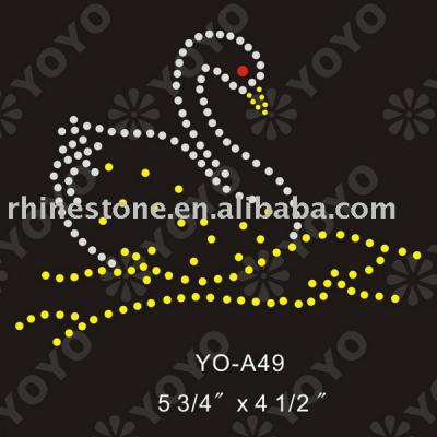 Iron on Swan rhinestone motif for T-Shirt and Garment (Repasser à motif en strass Swan pour T-Shirt et vêtements)