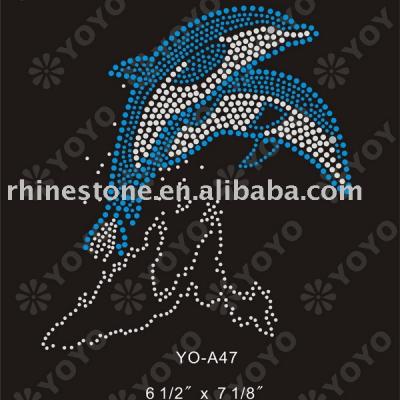 Iron on dolphin rhinestone motif for T-Shirt and Garment (Iron on Delphin Strass Motiv für T-Shirt und Unterwäsche)