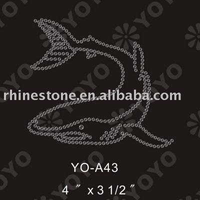 Iron on Shark rhinestone motif for T-Shirt and Garment (Fer sur Shark strass motif pour T-Shirt et vêtements)