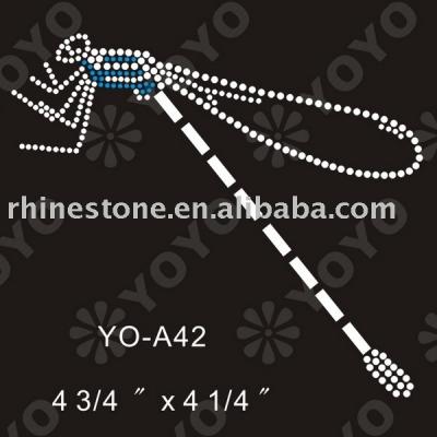 Iron on dragonfly rhinestone motif for T-Shirt and Garment (Iron on Libelle Strass Motiv für T-Shirt und Unterwäsche)
