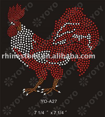Heat transfer cock rhinestone motif for Garment (Heat Transfer Hahn Strass Motiv für Bekleidungs -)