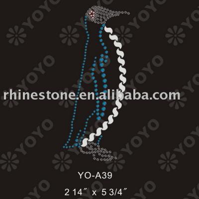 Iron on penguin rhinestone motif for T-Shirt and Garment (Repasser à motif en strass pingouin pour T-Shirt et vêtements)