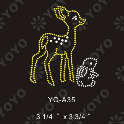 Iron on Deer rhinestone motif for T-Shirt and Garment