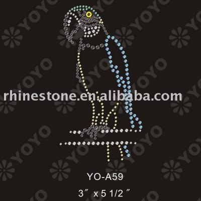 Iron on parrot rhinestone motif for T-Shirt and Garment (Iron on Papagei Strass Motiv für T-Shirt und Unterwäsche)