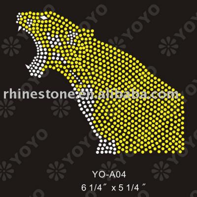 Heat transfer leopard rhinestone motif for Garment