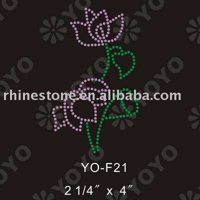 Iron on Flower rhinestone motif (Iron on Flower Strass Motiv)