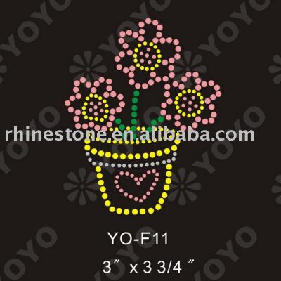 Iron on Flower rhinestone motif (Iron on Flower Strass Motiv)