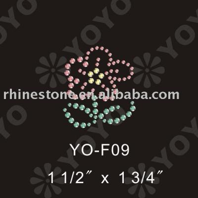 Iron on Flower rhinestone motif (Iron on Flower Strass Motiv)
