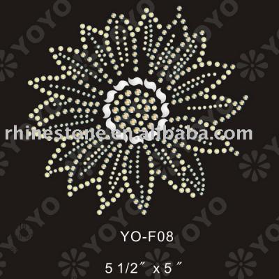 Iron on Flower rhinestone motif (Iron on Flower Strass Motiv)