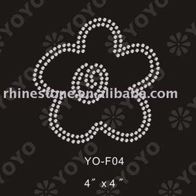 Iron on Flower rhinestone motif (Iron on Flower Strass Motiv)