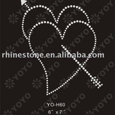 Heat Transfer Heart and Cupid Rhinestone