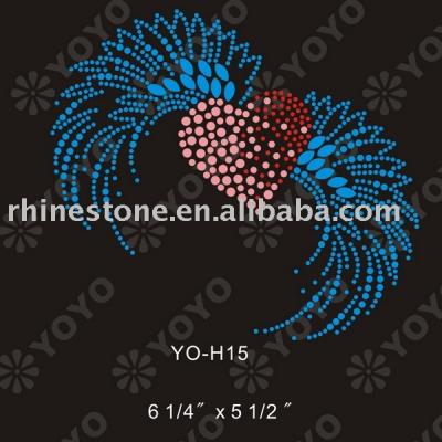 Iron on love and heart motif rhinestone (Iron ber Liebe und Herz-Motiv Strass)