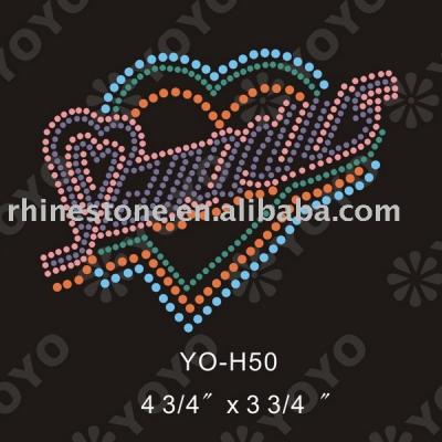 Heat Transfer Heart and Love Rhinestud