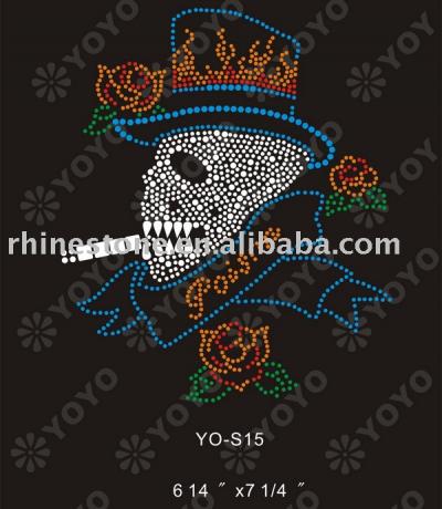 Heat Transfer Cool Skull Rhinestone motif (Heat Transfer Cool Skull Strass Motiv)