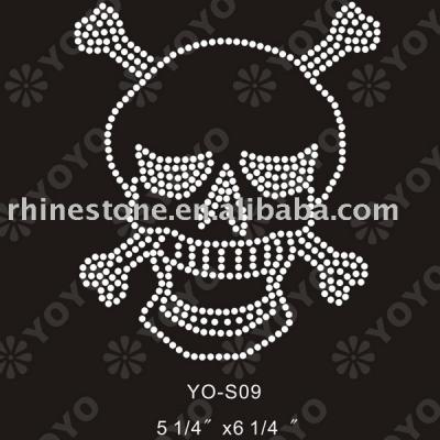Heat transfer smile skull rhinestone (Wrmebertragung Lcheln Schdel Strass)