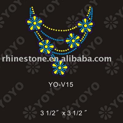 Heat transfer Neckline rhinestone motif