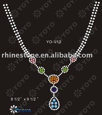 Hot fix Neckline rhinestone motif (Hot-Fix-Ausschnitt Strass-Motiv)