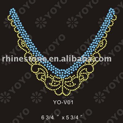Heat transfer Neckline rhinestone motif