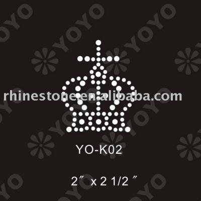 Iron on crown rhinestone motif