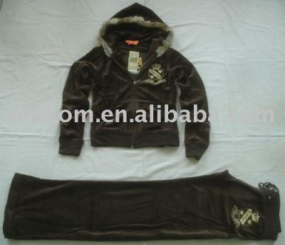 Brand Women`s Velour Rabbit Fur Tracksuits