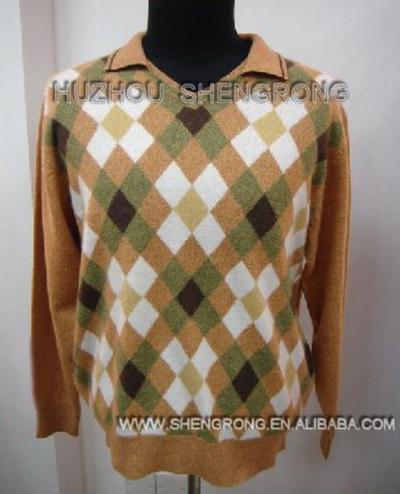 Men`s Wool %26 Cashmere Jacquard Pullover (Men`s Wool %26 Cashmere Jacquard Pullover)