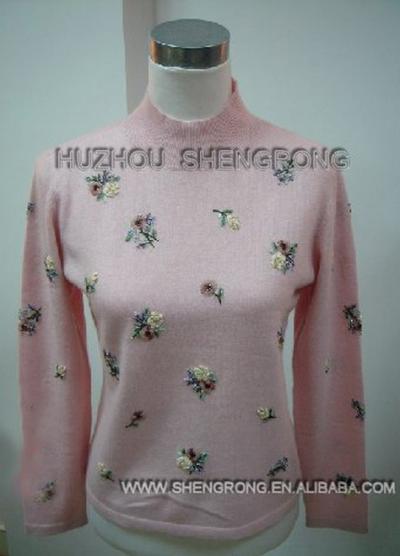 Women`s Wool/Cashmere Embroidered Beading Pullover (Women`s Wool/Cashmere Embroidered Beading Pullover)